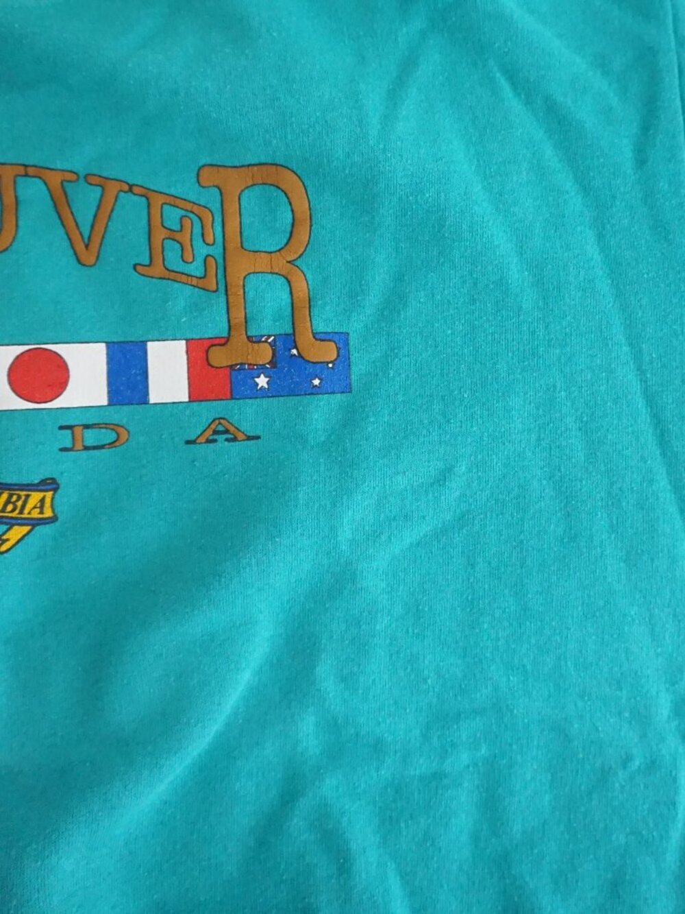Hamilton Sportsprints Teal Vancouver Canada Flag Tourist Travel Sweatshirt Large - Picture 14 of 16